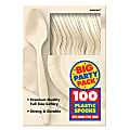 Amscan Big Party Pack Midweight Plastic Spoons, 7", Vanilla Crème, 100 Spoons Per Box, Pack Of 2 Boxes 1 thumbnail image
