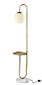 Adesso Terra Shelf Floor Lamp, 61-1/4"H, Matte White/Antique Brass