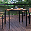 Flash Furniture Outdoor Dining Table Furniture With Umbrella Holder Hole, 29-1/2”H x 35-1/4”W x 32-1/4”D, Teak