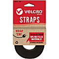VELCRO® Strap,Adjustable,Reusable,Recycled,1"x10',Black - Black - 1 Pack