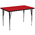 Flash Furniture Rectangular HP Laminate Activity Table With Standard Height-Adjustable Legs, 30-1/4"H x 36"W x 72"D, Red