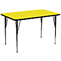 Flash Furniture Rectangular HP Laminate Activity Table With Standard Height-Adjustable Legs, 30-1/4"H x 36"W x 72"D, Yellow