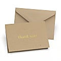 Taylor All Occasion Thank You Cards, 4-7/8" x 3-1/2", Kraft/Gold, Box Of 50 Cards