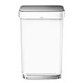 simplehuman® Rectangular Stainless-Steel Step Trash Can, 12 Gallons, 25-7/8"H x 15-7/8"W x 13-3/8"D, White 1 thumbnail image