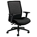 Global® Loover Mid-Back Weight-Sensing Synchro Chair, 39"H x 25 1/2"W x 24"D, Black Coal/Black