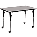 Flash Furniture Mobile Rectangular HP Laminate Activity Table With Standard Height-Adjustable Legs, 30-1/2"H x 36"W x 72"D, Gray 1 thumbnail image