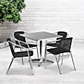 Flash Furniture Lila Square Aluminum Indoor-Outdoor Table Set, 27-1/2"H x 31-1/2"W x 31-1/2"D, Black 1 thumbnail image