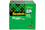 Scotch® Magic™ Invisible Tape, 3/4" x 2592", Clear, Pack of 2 rolls