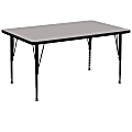 Flash Furniture Rectangular HP Laminate Activity Table With Height-Adjustable Short Legs, 25-1/4"H x 36"W x 72"D, Gray