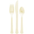 Amscan Boxed Heavyweight Cutlery Assortment, Vanilla Creme, 200 Utensils Per Pack, Case Of 2 Packs
