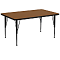 Flash Furniture Rectangular HP Laminate Activity Table With Height-Adjustable Short Legs, 25-1/4"H x 36"W x 72"D, Oak