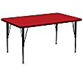 Flash Furniture Rectangular HP Laminate Activity Table With Height-Adjustable Short Legs, 25-1/4"H x 36"W x 72"D, Red