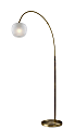 Adesso Magnolia Arc Floor Lamp, 72"H, White/Antique Brass