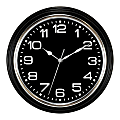 Realspace™ Round Quartz Wall Clock With Chrome Bezel, 12", Black