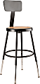 National Public Seating Adjustable Hardboard Stool With Back, 19"-27"H, Black