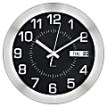 Realspace® Round Wall Clock, 11", Brushed Silver