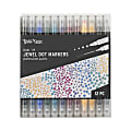 Brea Reese Dual-Tip Dot Markers, Pack Of 12 Markers, Twin Tip, Jewel-Toned Ink Colors