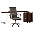 kathy ireland® Office by Bush Business Furniture Method 72"W L-Shaped Desk With Mobile File Cabinet And High-Back Office Chair, Century Walnut, Premium Installation