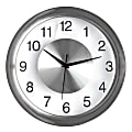 Realspace® Round Quartz Analog Wall Clock, 12", Silver