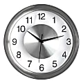 Realspace® Round Quartz Analog Wall Clock, 12", Silver 1 thumbnail image