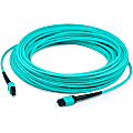AddOn 30m MPO (Male) to MPO (Male) 12-Strand Aqua OM4 Crossover Fiber OFNR (Riser-Rated) Patch Cable - 100% compatible and guaranteed to work