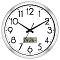 Realspace® Quartz Wall Clock With Digital Calendar, 14", Brushed Silver 1 thumbnail image