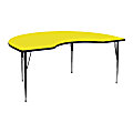 Flash Furniture High-Pressure Laminate Kidney Activity Table With Height-Adjustable Legs, 30-1/4"H x 48"W x 72"D, Yellow 1 thumbnail image
