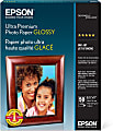 Epson® Ultra Premium Glossy Photo Paper, Letter Size (8 1/2" x 11"), 79 Lb, Pack Of 50 Sheets, #S042175