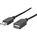 Manhattan USB-A to USB-A Extension Cable, 3m, Male to Female, Black, 480 Mbps (USB 2.0), Hi-Speed USB, Lifetime Warranty, Blister - USB extension cable - USB (M) to USB (F) - USB 2.0 - 10 ft - gold flashed contacts - black