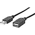 Manhattan USB-A to USB-A Extension Cable, 3m, Male to Female, Black, 480 Mbps (USB 2.0), Hi-Speed USB, Lifetime Warranty, Blister - USB extension cable - USB (M) to USB (F) - USB 2.0 - 10 ft - gold flashed contacts - black 1 thumbnail image