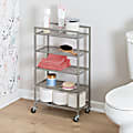 Honey Can Do Rolling Bathroom Storage Cart, 8” x 28”, Satin Nickel
