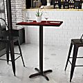 Flash Furniture Rectangular Laminate Table Top With Bar Height Table Base, 43-3/16”H x 24”W x 30”D, Mahogany