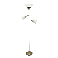 Elegant Designs 3-Light Floor Lamp, 71"H, Antique Brass/White