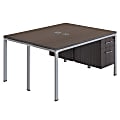 Boss Office Products Simple System Workstation Double Desks, Face To Face With 2 Pedestals, 29-1/2”H x 66”W x 60”D, Driftwood