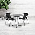 Flash Furniture Lila Round Aluminum Indoor-Outdoor Table With 2 Chairs, 27-1/2"H x 31-1/2"W x 31-1/2"D, Black, Set Of 3 1 thumbnail image