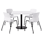KFI Studios Proof Cafe Pedestal Table With Imme Chairs, Square, 29”H x 42”W x 42”W, Designer White Top/Black Base/White Chairs 1 thumbnail image