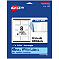 Avery® Glossy Permanent Labels With Sure Feed®, 94236-WGP50, Rectangle, 2" x 2-3/4", White, Pack Of 400