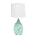 Creekwood Home Essentix Ceramic Textured Thumbprint Tear Drop-Shaped Table Lamp, 14-3/16, White Shade/Blue Base