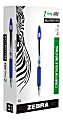 Zebra® Z-Grip® Max Retractable Ballpoint Pens, Medium Point, 1.0 mm, Silver Barrel, Blue Ink, Pack Of 12
