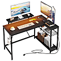 Bestier 48"W L-Shaped LED Gaming Computer Desk With Power Outlet & Headset Hook, Carbon Fiber Black 1 thumbnail image