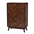 Baxton Studio Markell Mid-Century Modern Transitional Finished Wood 5-Drawer Storage Chest, 47-1/4"H x 31-1/2"W x 15-3/4"D, Walnut Brown