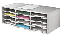 Office Depot® Brand Stackable Plastic Literature Organizer, 12 Compartments, Gray