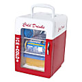 Retro Warm/Cold Mini Refrigerator, 11 2/5"H x 10 3/8"W x 7 5/8"D, Red/White 1 thumbnail image