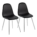 LumiSource Pebble Contemporary Dining Chairs, Black/Chrome, Set Of 2 Chairs