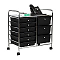 Mind Reader 3-Tier 9-Drawer Rolling Cart, Metal and Plastic, 26-1/4"H x 15-1/4"W x 24-1/4"L, Black 1 thumbnail image
