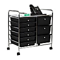 Mind Reader 3-Tier 9-Drawer Rolling Cart, Metal and Plastic, 26-1/4"H x 15-1/4"W x 24-1/4"L, Black