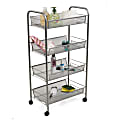 Mind Reader 4-Tier Mobile All-Purpose Utility Cart, Silver