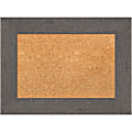 Amanti Art Non-Magnetic Cork Bulletin Board, 23" x 17", Natural, Rustic Plank Gray Plastic Frame