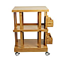 Mind Reader 3-Tier Bamboo Kitchen Utility Cart With 2 Storage Compartments, Brown