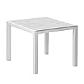 Inval Madeira 4-Seat Square Plastic Patio Dining Table, 29-3/16” x 35-7/16”, White/Gray